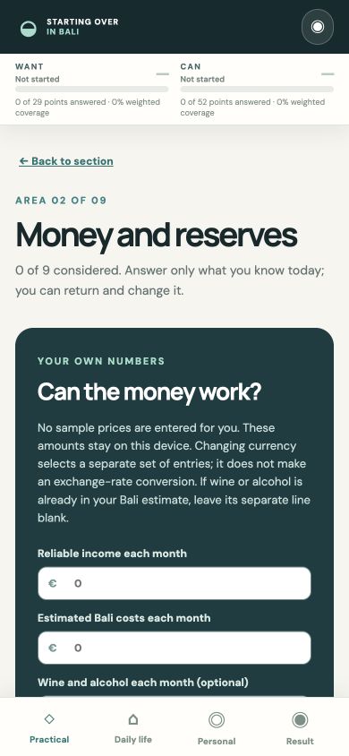 Personal money and reserves worksheet