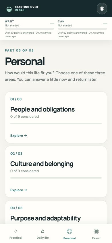 Three personal evaluation areas