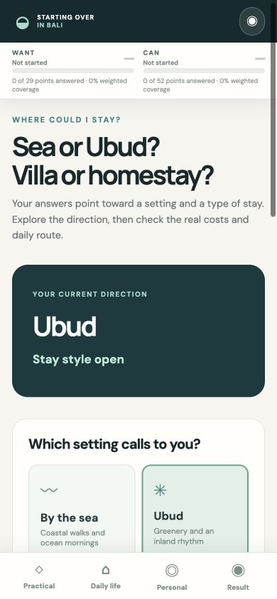 Choice between sea and Ubud, villa and homestay